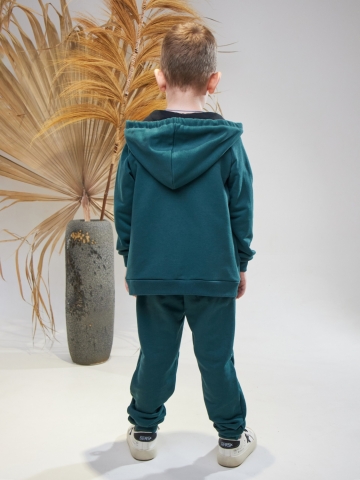 328-ИЗ. Костюм детский  на молнии, изумрудный, хлопок 65%, 35% ПЭ, 3-х нитка без начеса 98,104,110,116