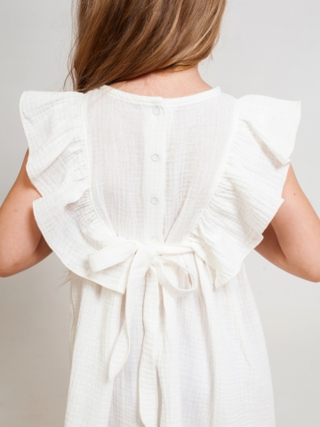 322-МО. Платье из муслина детское, хлопок 100% молочный, р. 74,80,86,92