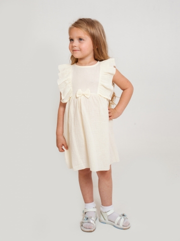 Купить 322-СЛ. Платье из муслина детское, хлопок 100% сливочный, р. 98,104,110,116 в Рубцовске