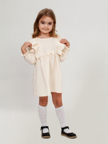 Купить 321-СЛ. Платье из муслина детское, хлопок 100% сливочный, р. 98,104,110,116 в Рубцовске