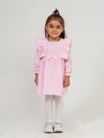 Купить 321-Р. Платье из муслина детское, хлопок 100% розовый, р. 98,104,110,116 в Рубцовске